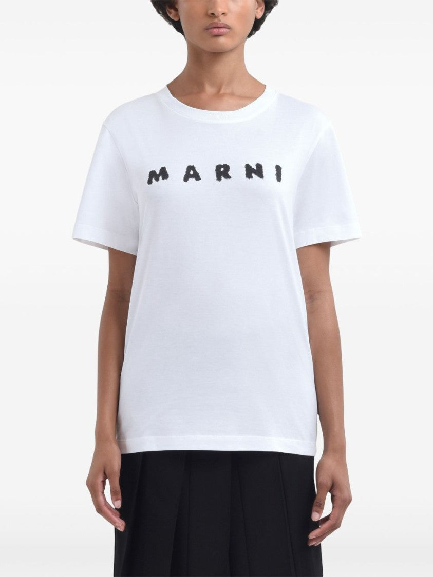 Marni Relaxed-Fit White T-Shirt With Artistic Logo