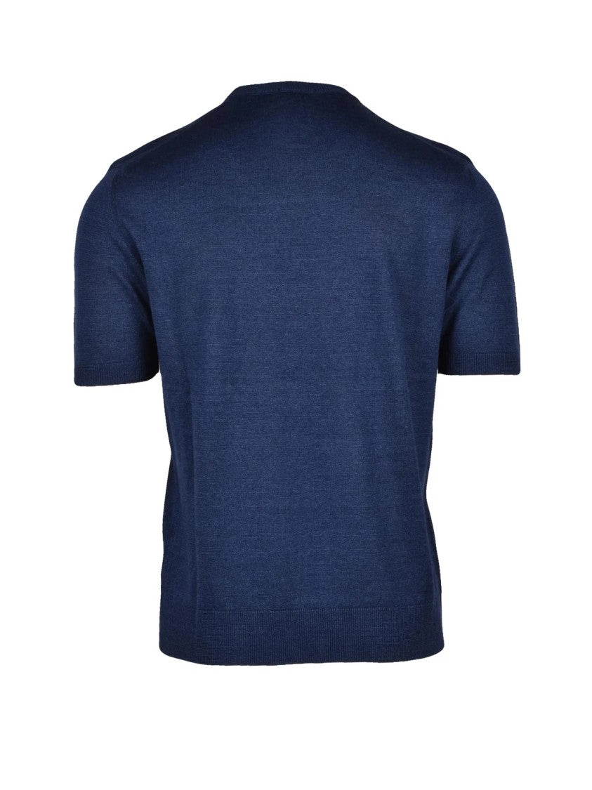 Drumohr Deep Blue Fitted Crewneck Top