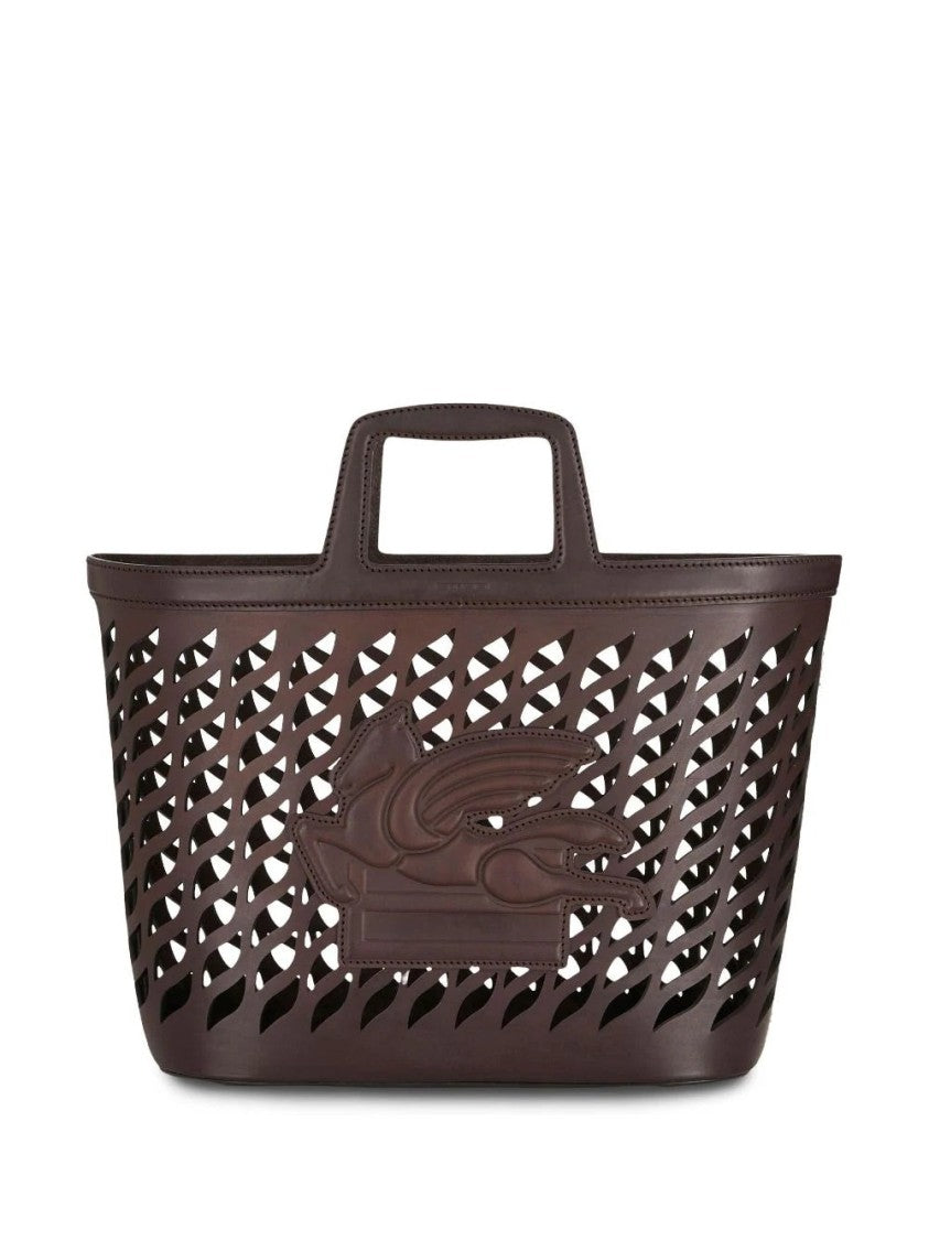 Etro Structured Leather Tote Bag With Cut-Out Design