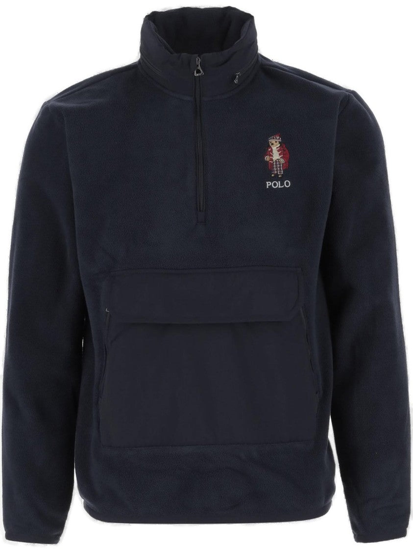 Polo Ralph Lauren High Collar Zip-Up Knit Pullover By Polo Ralph Lauren
