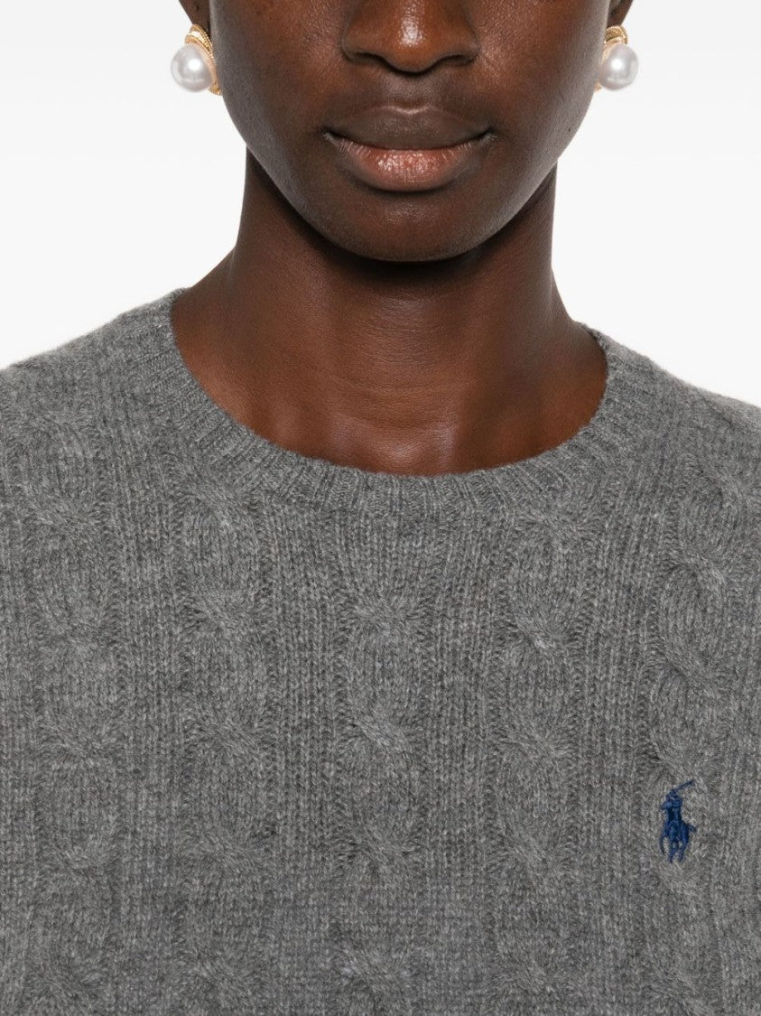Polo Ralph Lauren Black Cable Knit Crew Neck Sweater