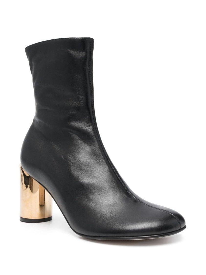 Lanvin 75Mm Black Calf Leather Ankle Boots