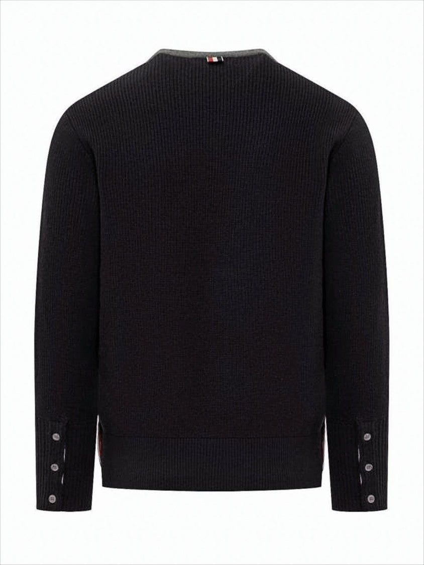 Thom Browne Textured Knit Sweater With Signature Stripes