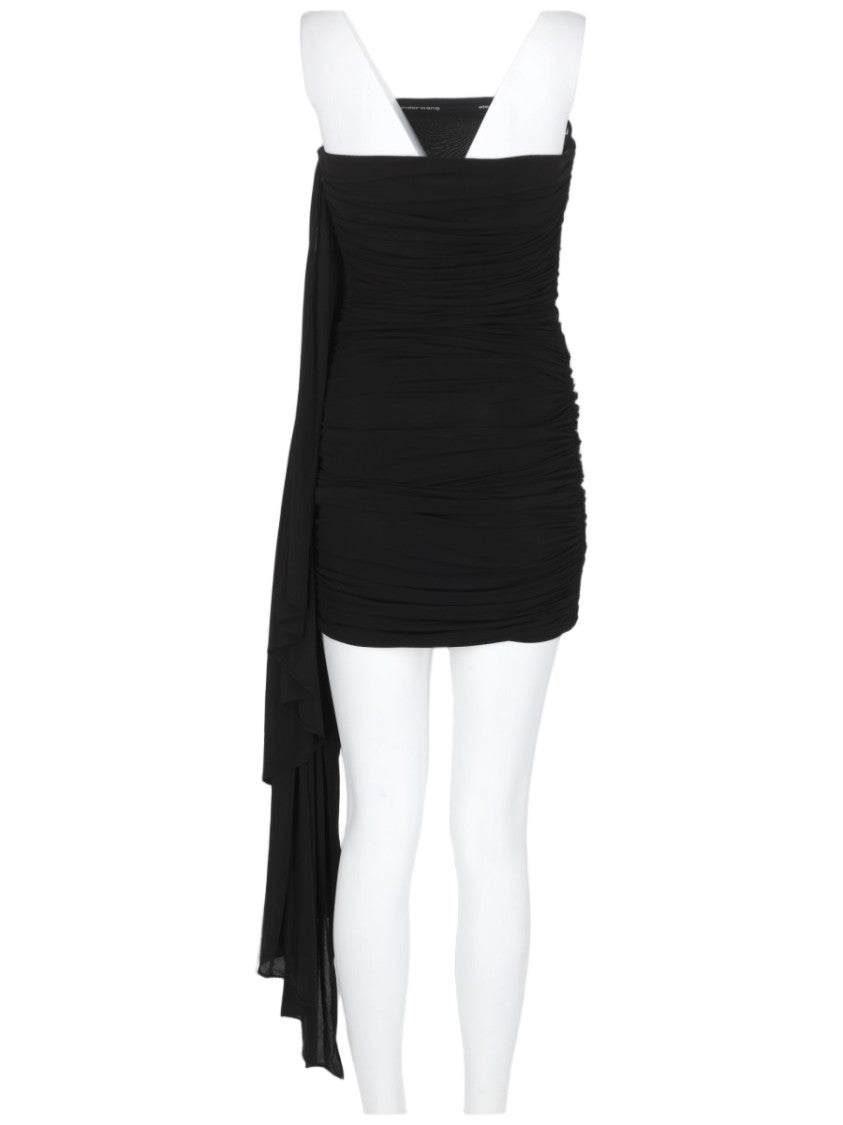 Alexander Wang Asymmetrical Draped Mini Dress With Ruched Detailing