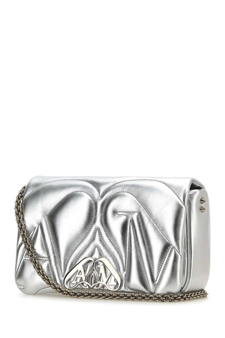 Alexander Mcqueen Silver Leather Small Seal Shoulder Bag