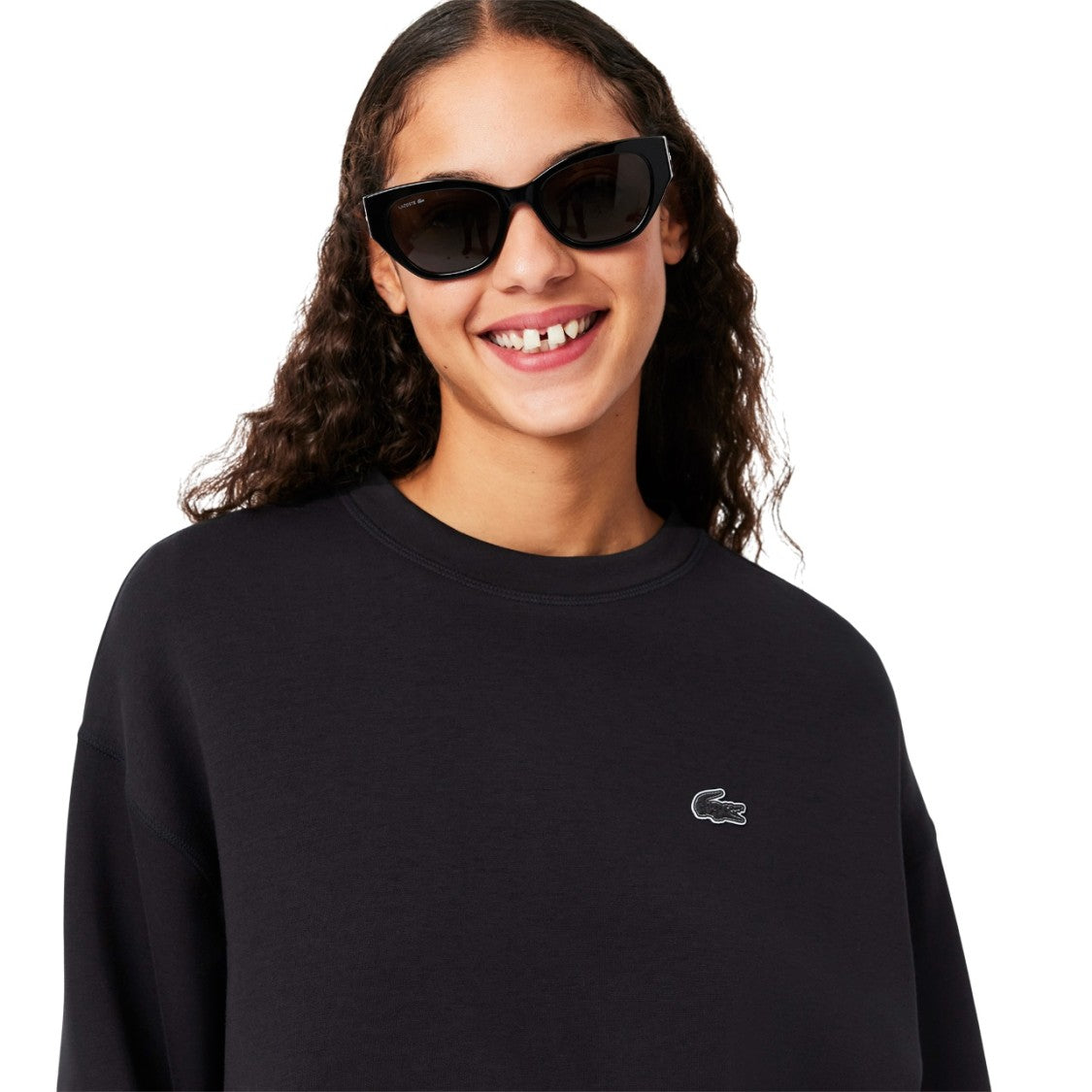 Lacoste Black Oversized Double-Faced Cotton Sweatshirt
