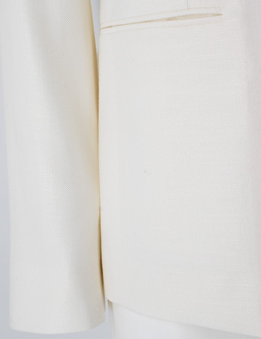 Kiton White Single-Breasted Jacket With Notched Lapels