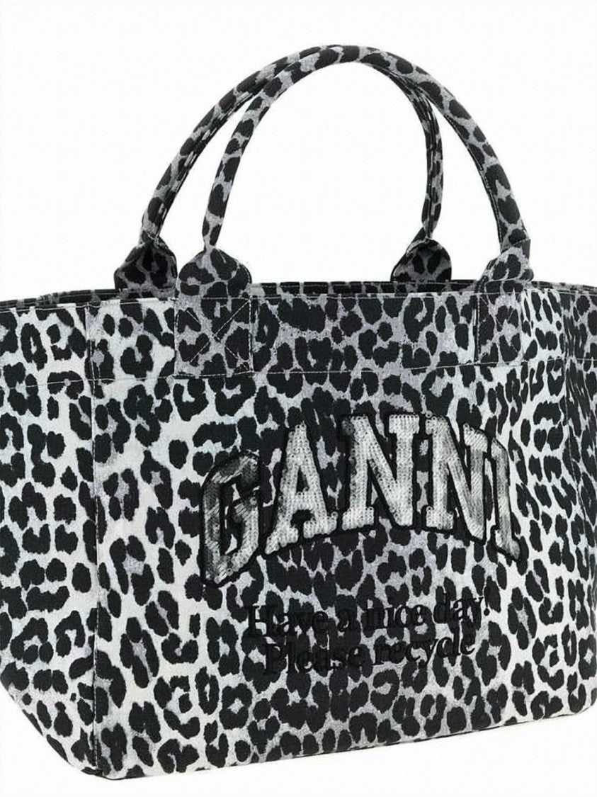 Ganni Leopard Print Medium Tote Bag