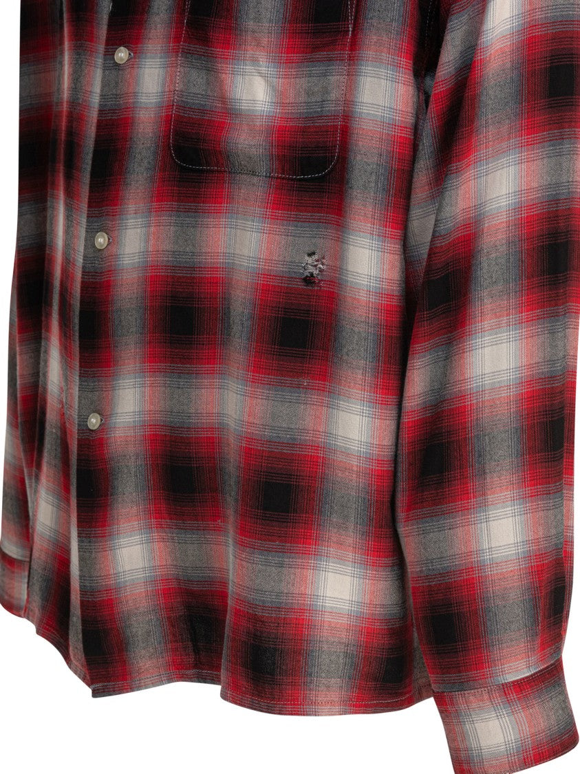 Saint Mxxxxxx Plaid Rayon Shirt With Distressed Details