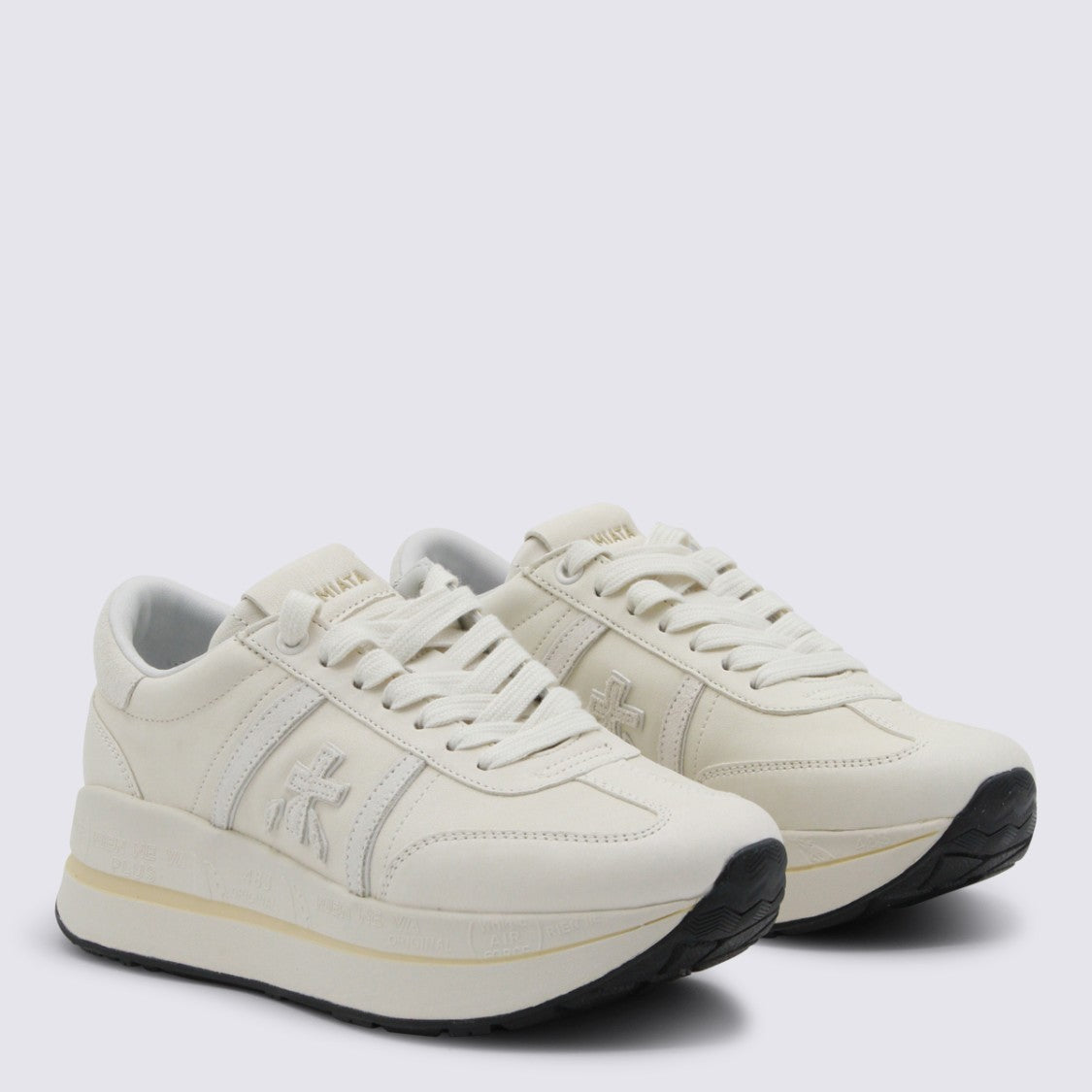 Premiata Smooth Leather Sneakers With Tonal Stitching