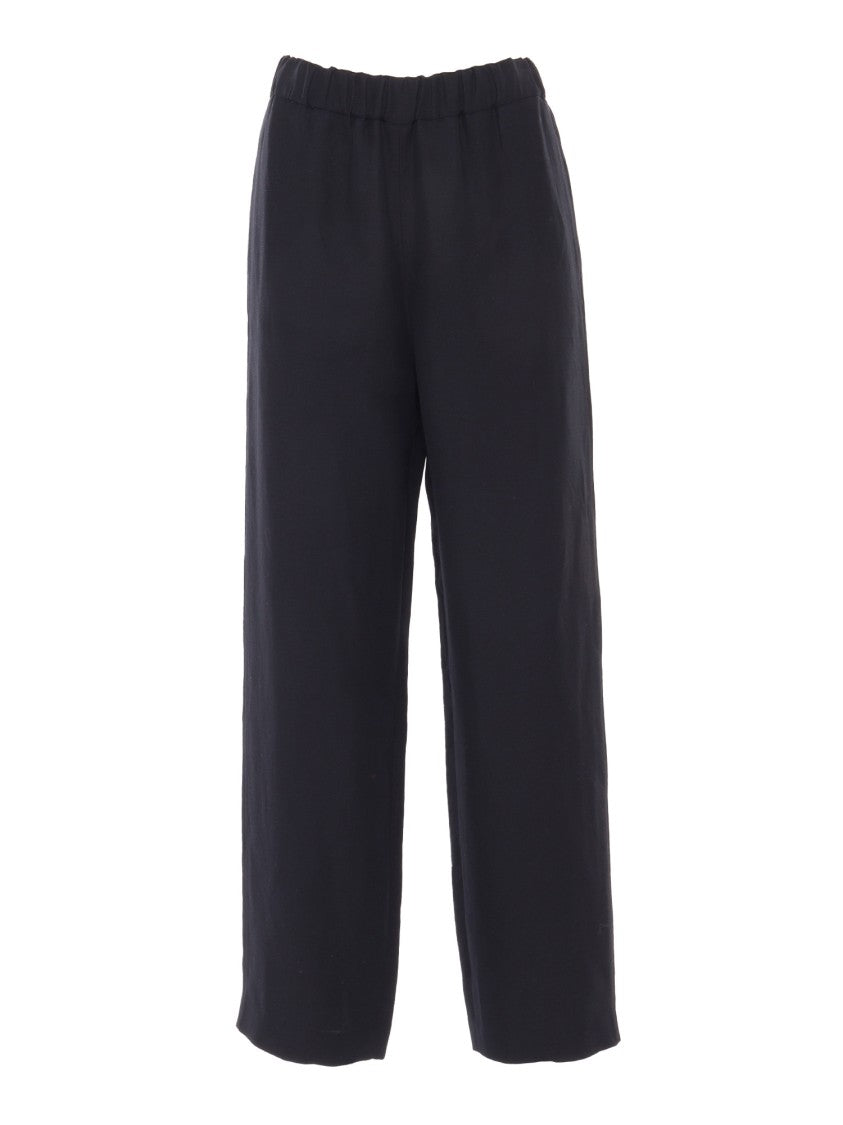 Fabiana Filippi Fluid Black Viscose Linen Jogging Trousers