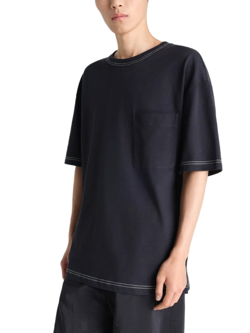 Lemaire Boxy Black Short-Sleeve T-Shirt With Contrast Stitching
