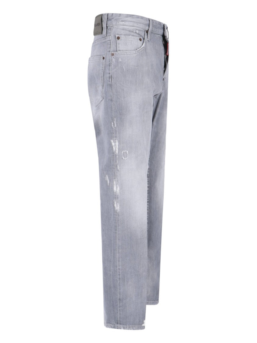 Dsquared2 Straight-Leg Denim Jeans With Textured Grey Wash