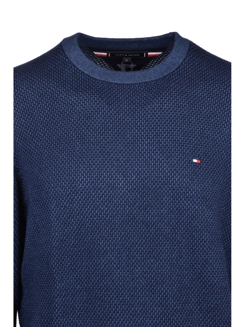 Tommy Hilfiger Crew Neck Sweater In Luxurious Cotton Cashmere Blend
