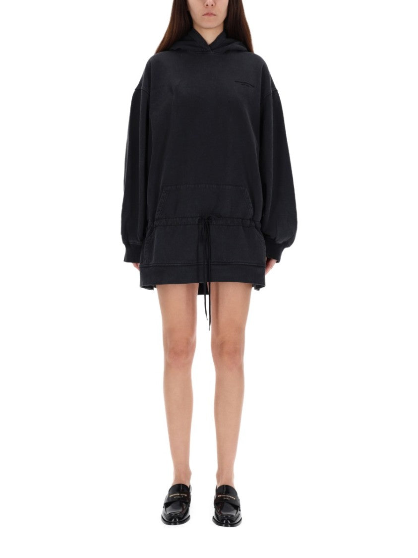 T By Alexander Wang Faded Puffed Sleeves Cotton Mini Dress