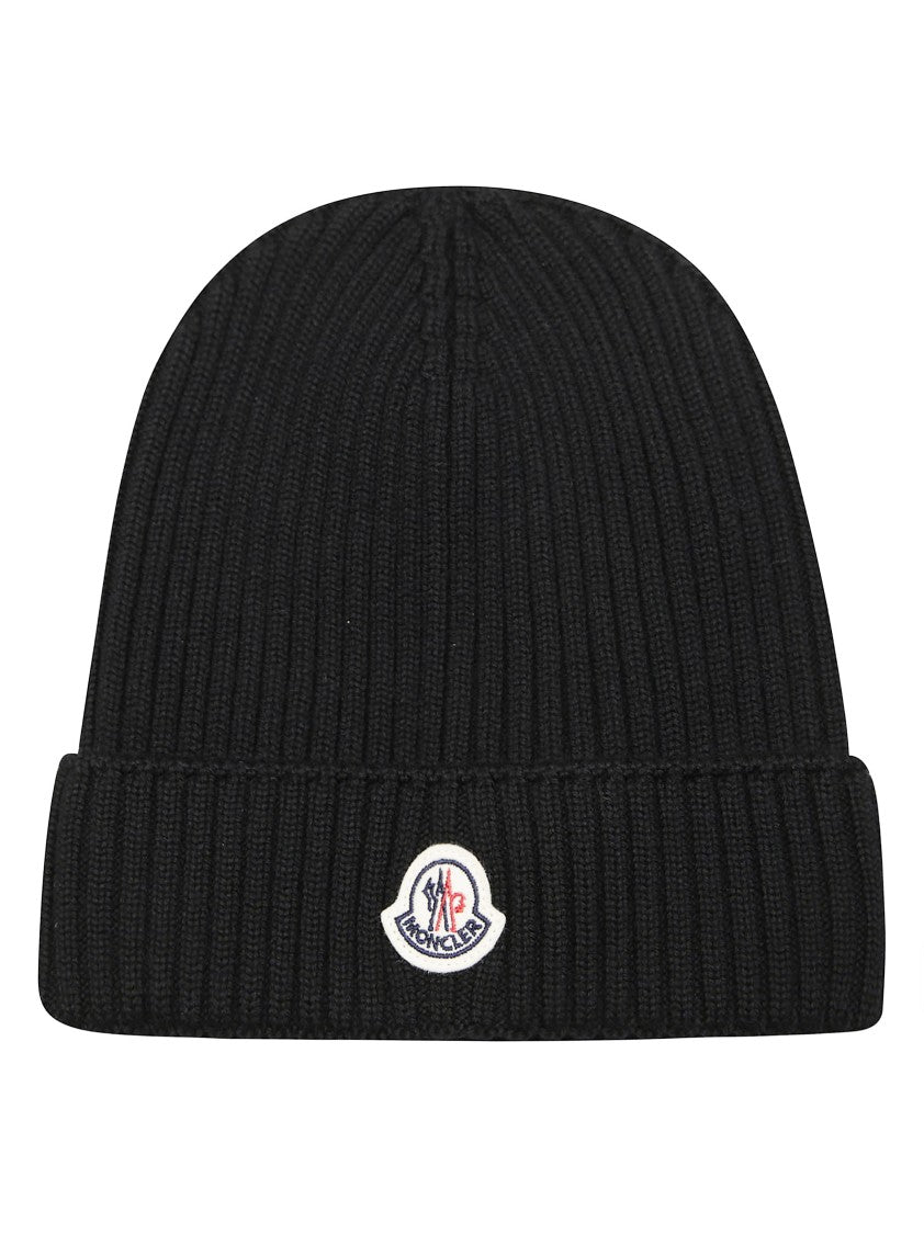 Moncler Ribbed Beanie With Central Logo Patch