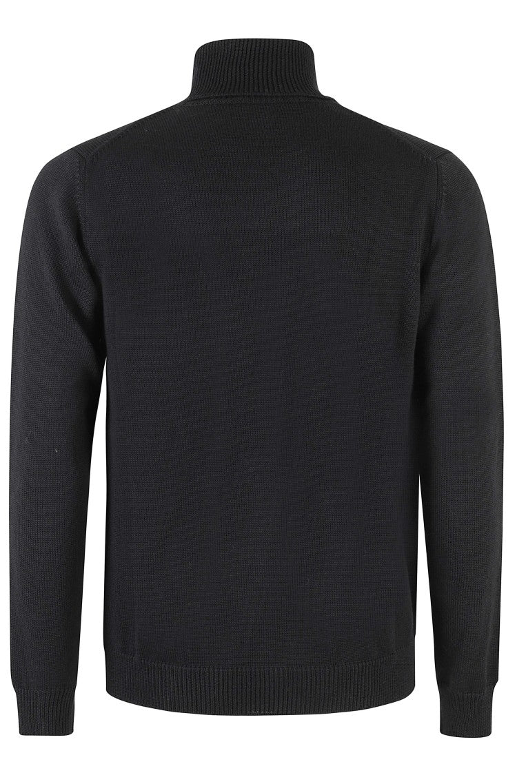 Roberto Collina Black High-Neck Ribbed Merino Wool Turtleneck