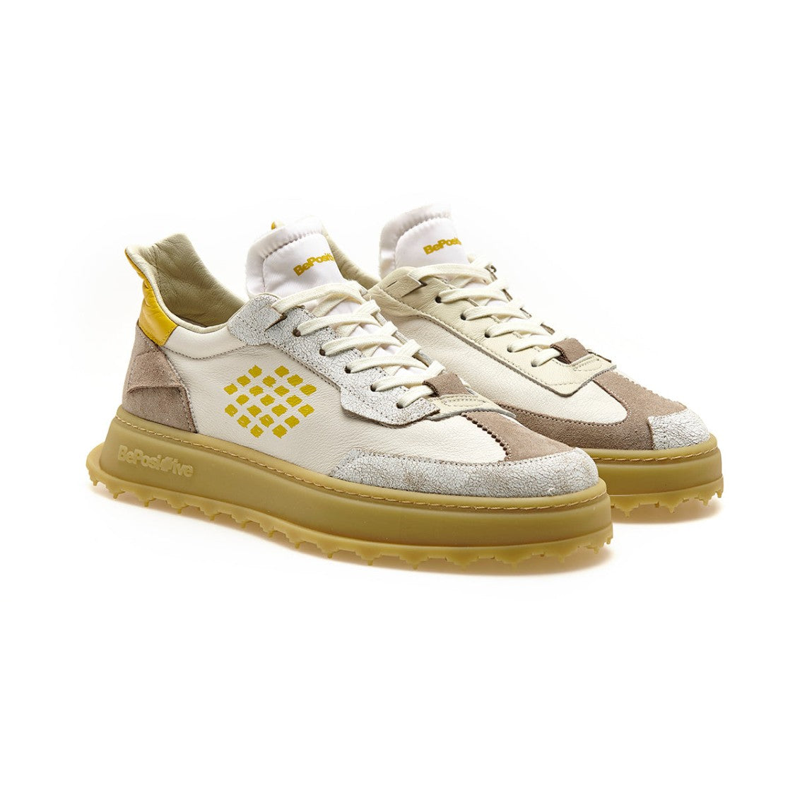 Bepositive Leather Suede Asymmetric Wing Sneakers