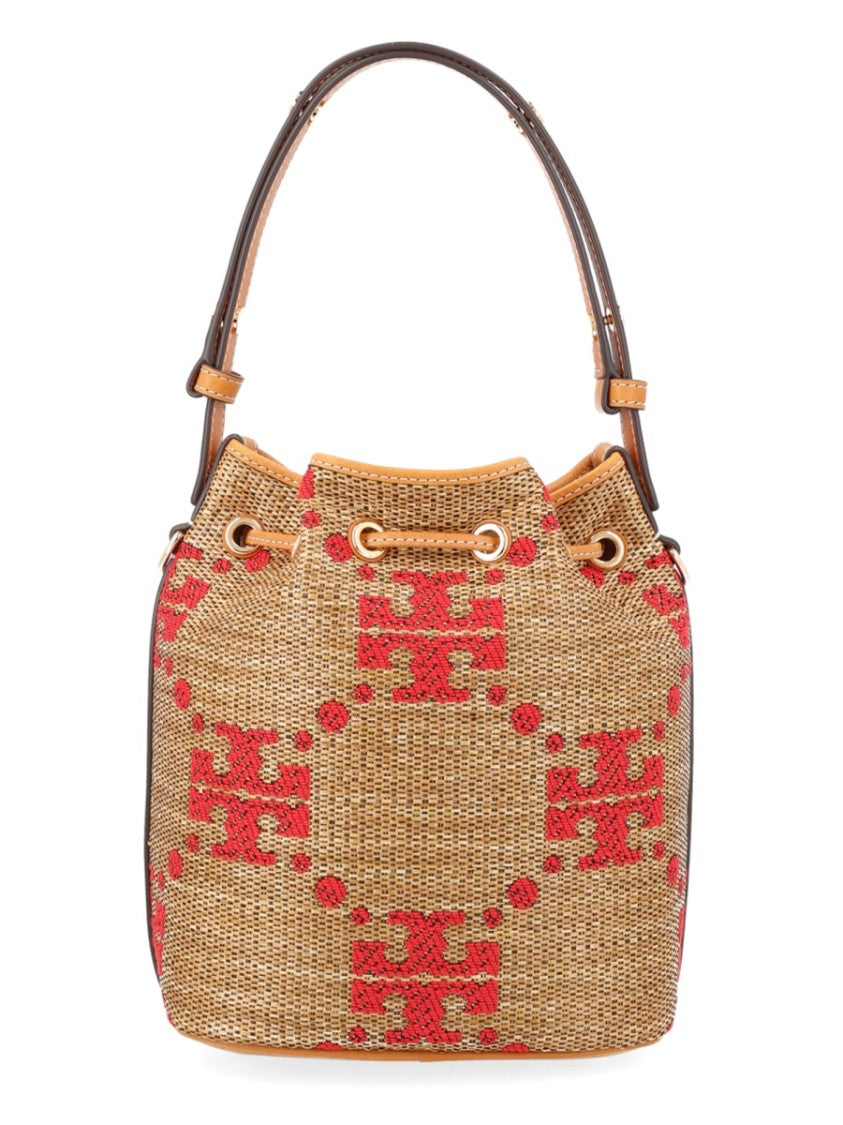 Tory Burch T Monogram Red Woven Shoulder Bag