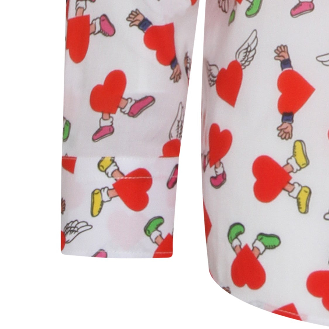 Moschino Long-Sleeve White Casual Shirt With Heart Motif