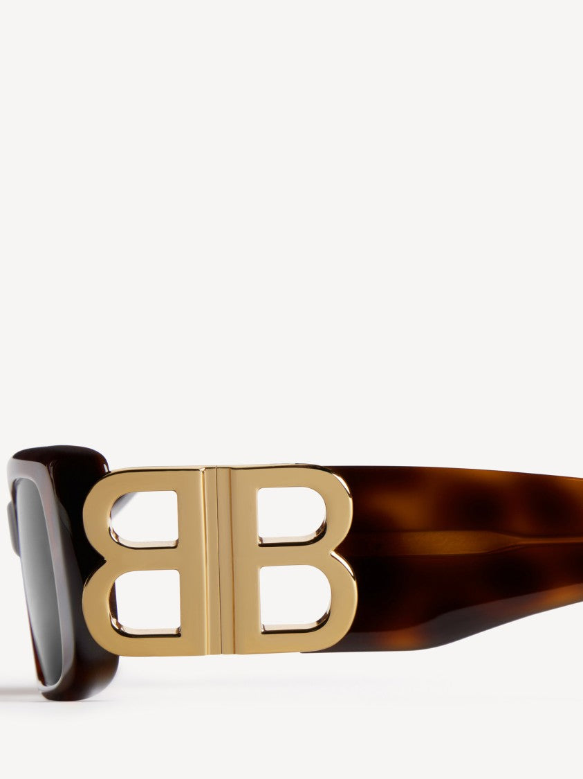 Balenciaga Tortoiseshell Dynasty Rectangle Logo Sunglasses