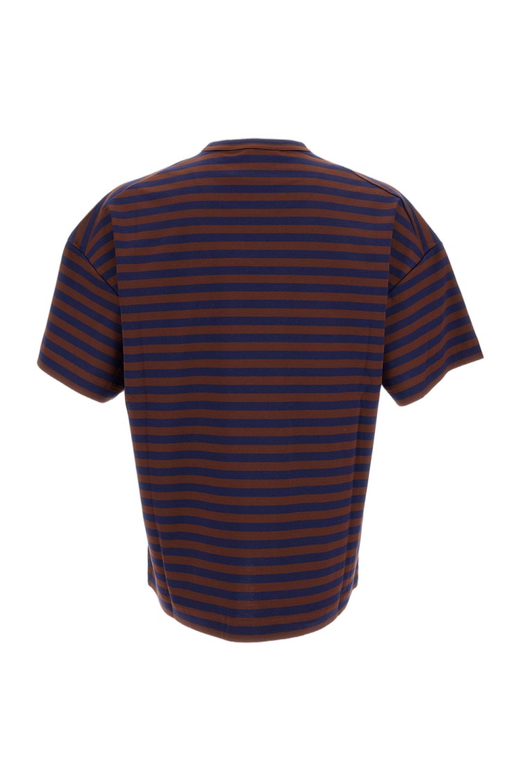 Plan C Striped Crew-Neck Cotton T-Shirt With Embroidered Detail