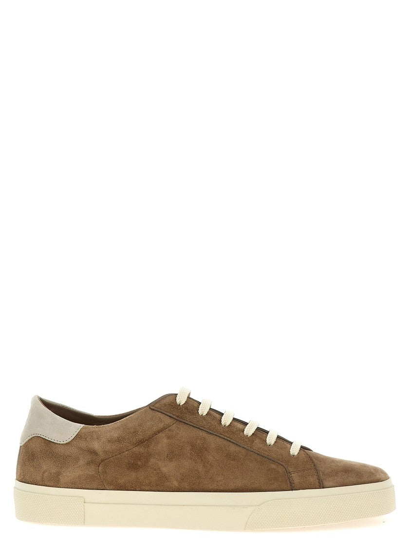 Brunello Cucinelli Brown Suede Sneakers With Lace-Up Closure