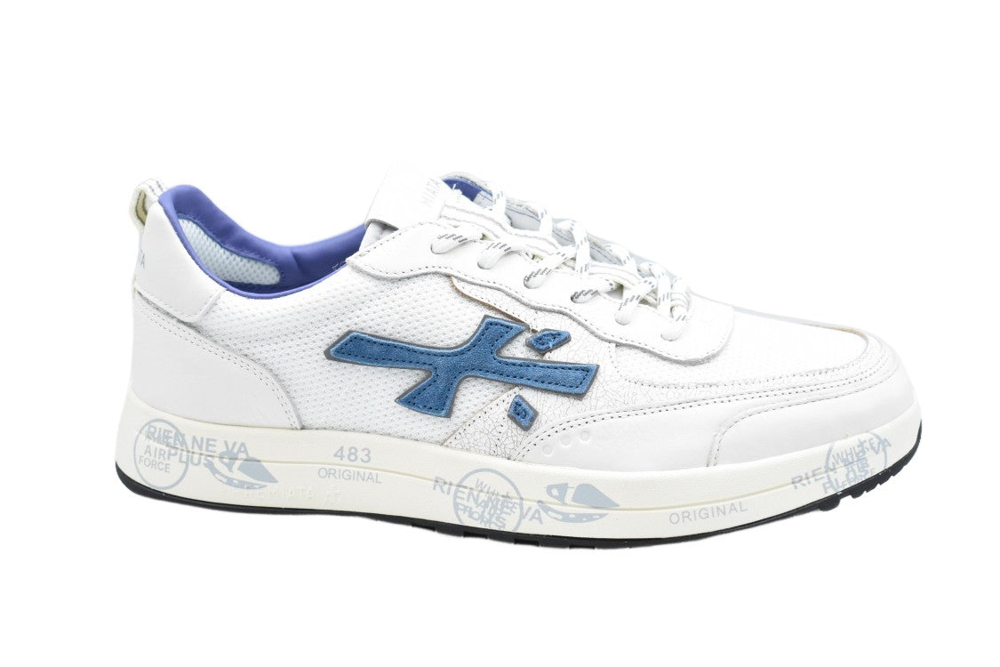 Premiata Bianco Blu Low-Top Sneakers