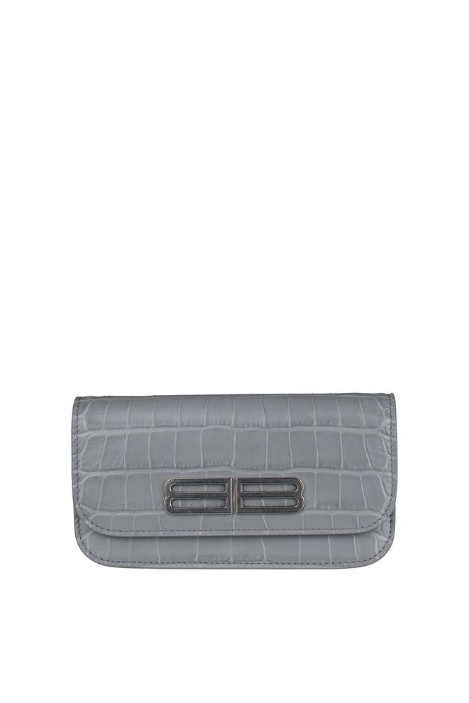 Balenciaga Crocodile-Embossed Calf Leather Wallet Chain