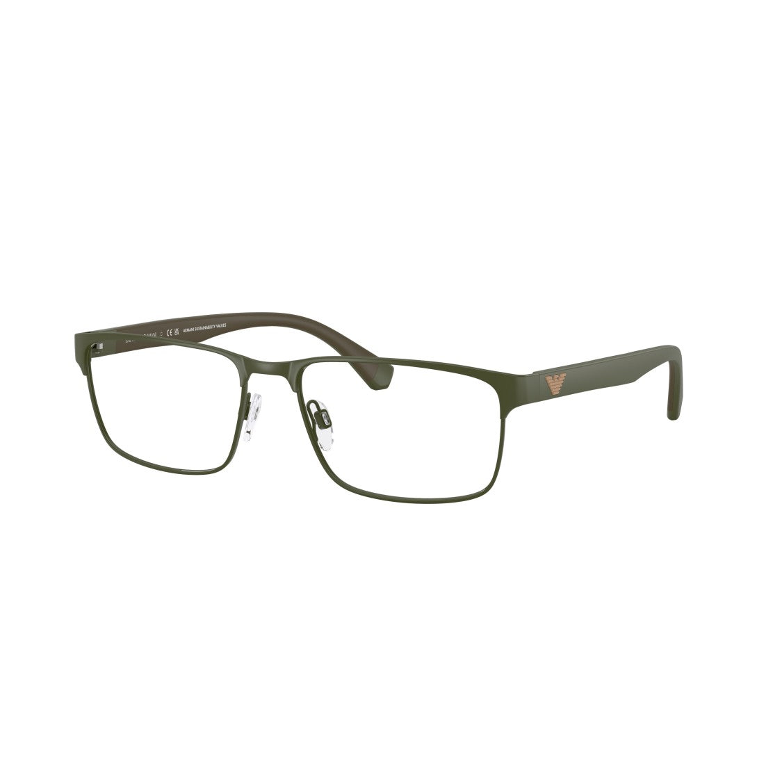 Emporio Armani 0Ea1105 Rectangular Matte Green Metal Eyeglasses