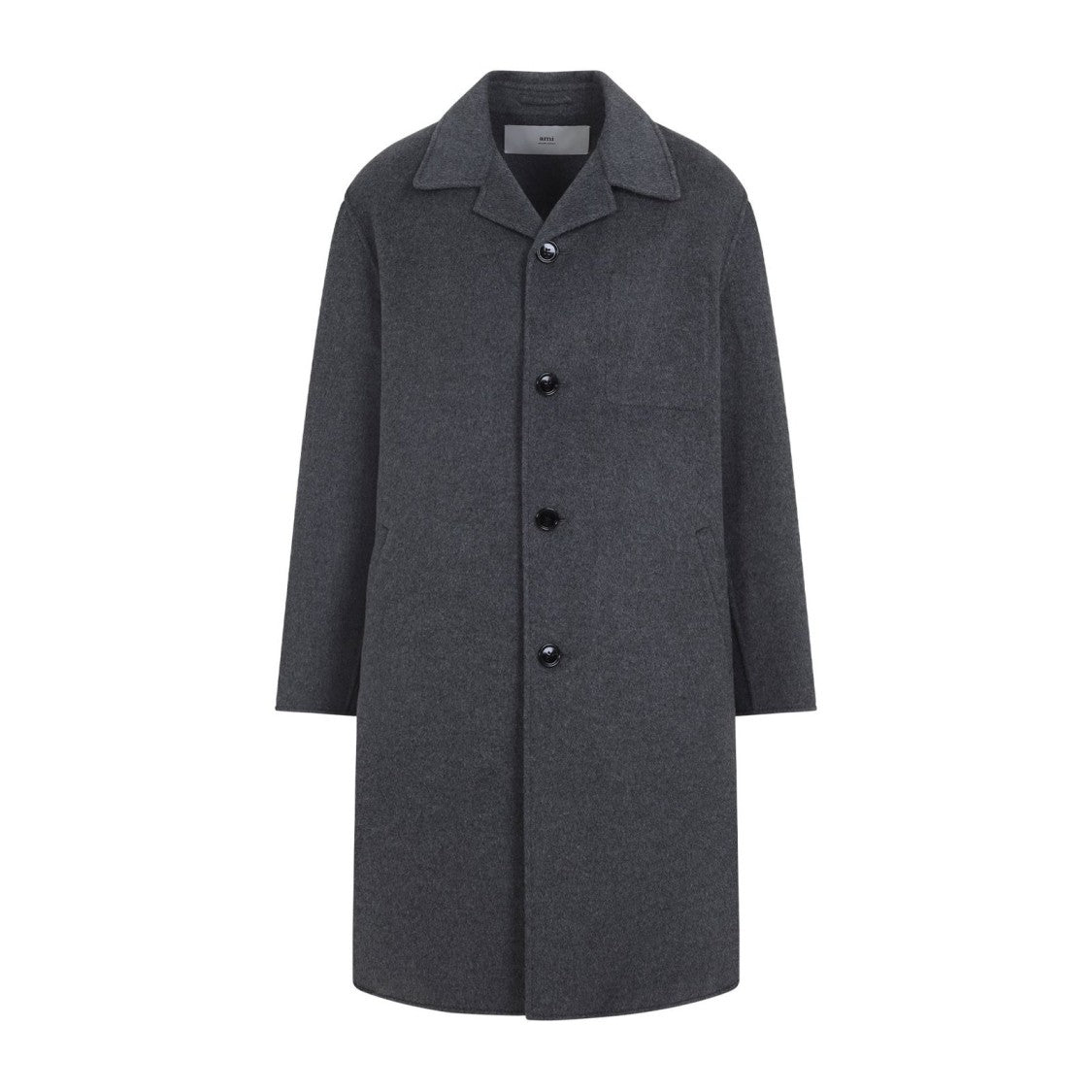 Ami Mid-Length Tailored Car Coat In Soft Wool-Cashmere Blend