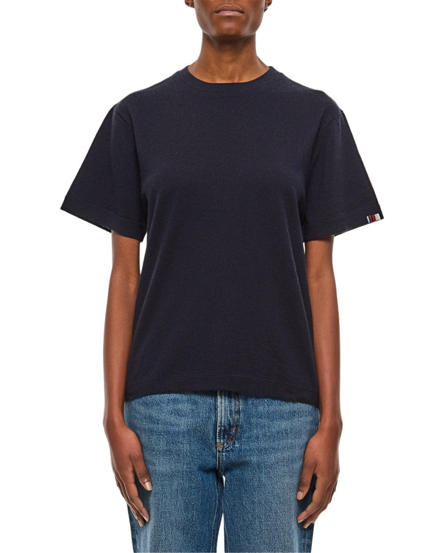 Extreme Cashmere Cashmere Cotton Blend Crewneck T-Shirt With Multicolor Stripe Detail