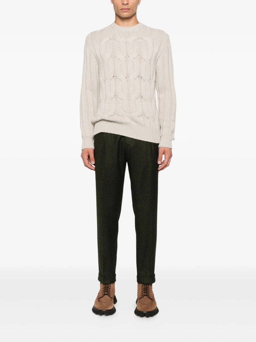 Drumohr Treccia Cable Knit Crew Neck Sweater
