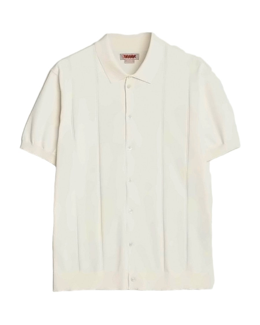 Baracuta Classic Button-Down Polo Shirt With Subtle Ribbed Texture
