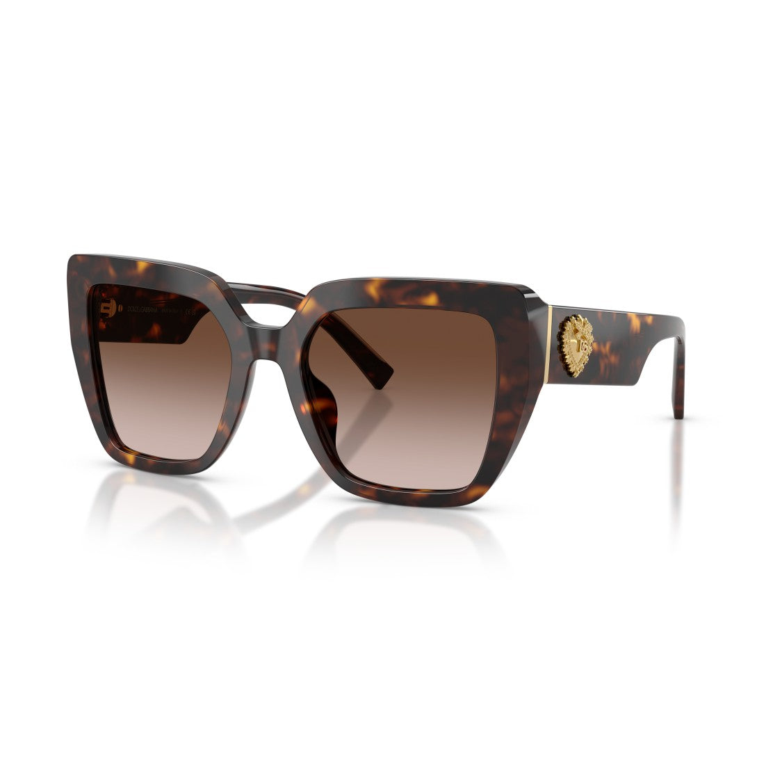Dolce & Gabbana Oversized Tortoiseshell Frame Sunglasses With Gradient Brown Lenses