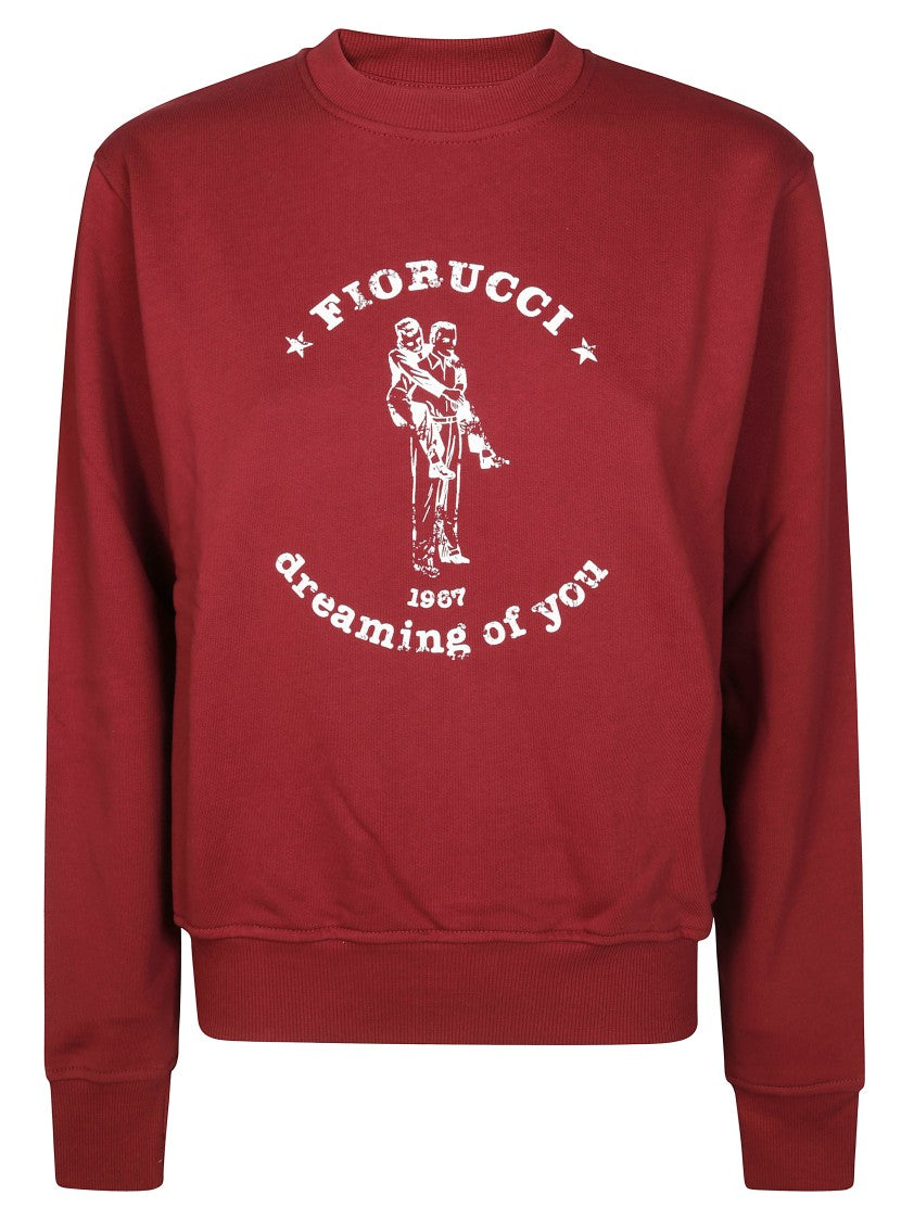 Fiorucci Bordeaux Crewneck Sweatshirt With Vintage Graphic Print