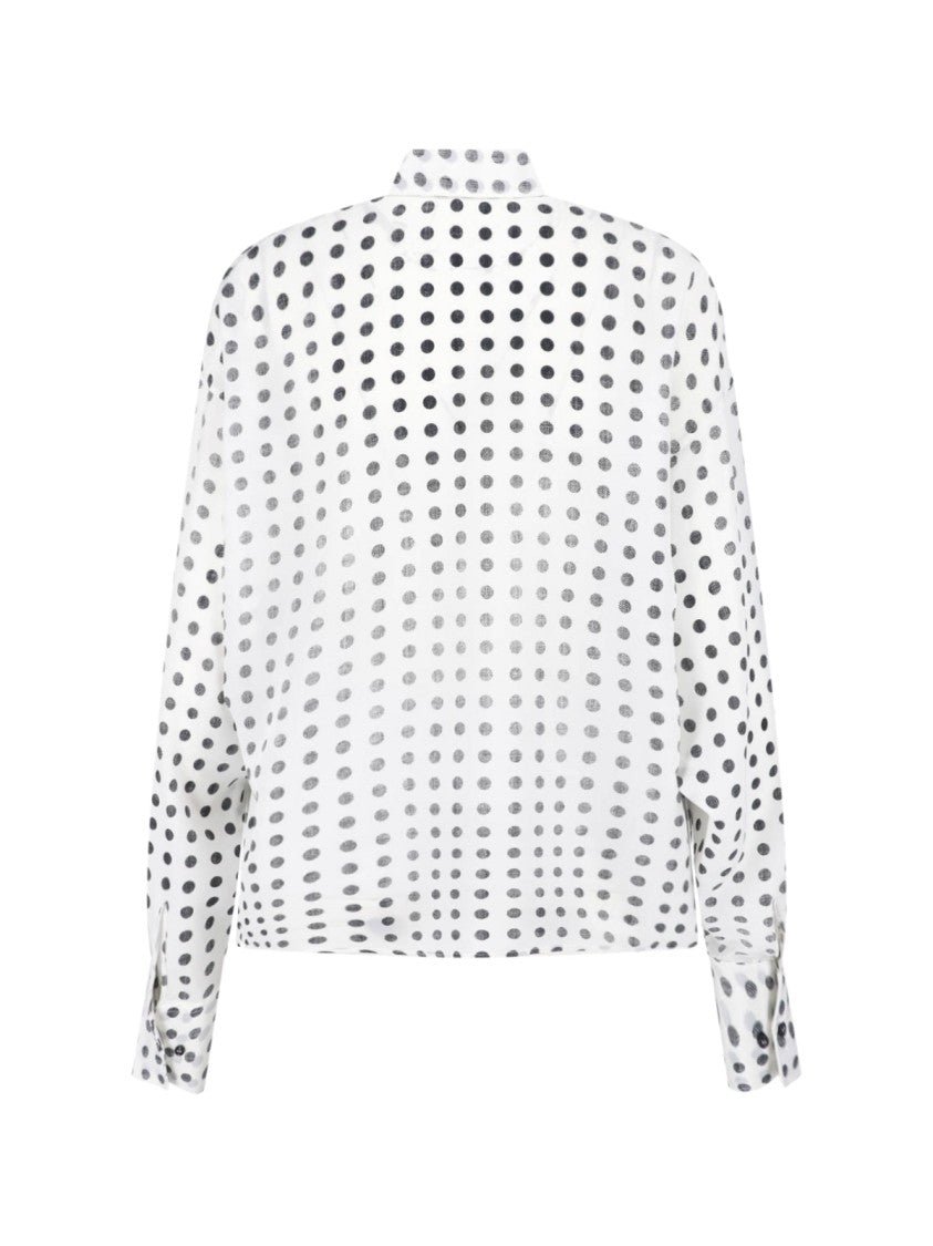 Ermanno Scervino White Black Polka Dot Silk Blouse