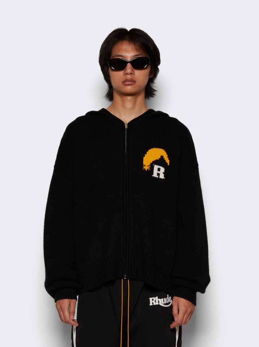 Rhude Moonlight Knit Zip-Up Hoodie Black