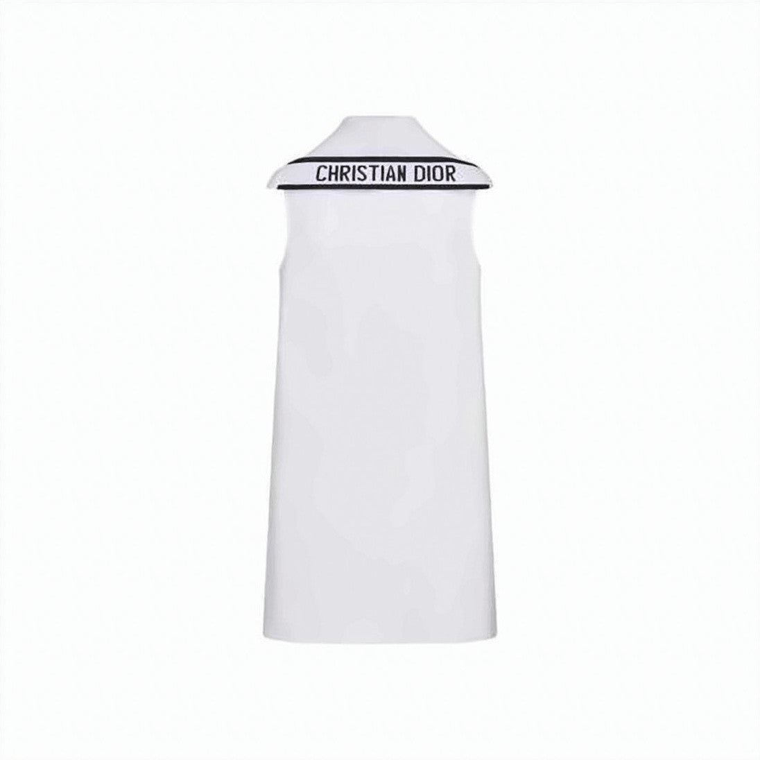 Dior Minimalist White Midi Dress With Zip-Up Front