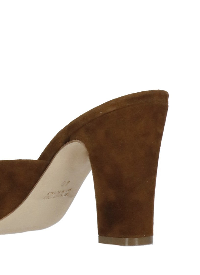 Juilie Dee Brown Squared Toe Suede Sandals