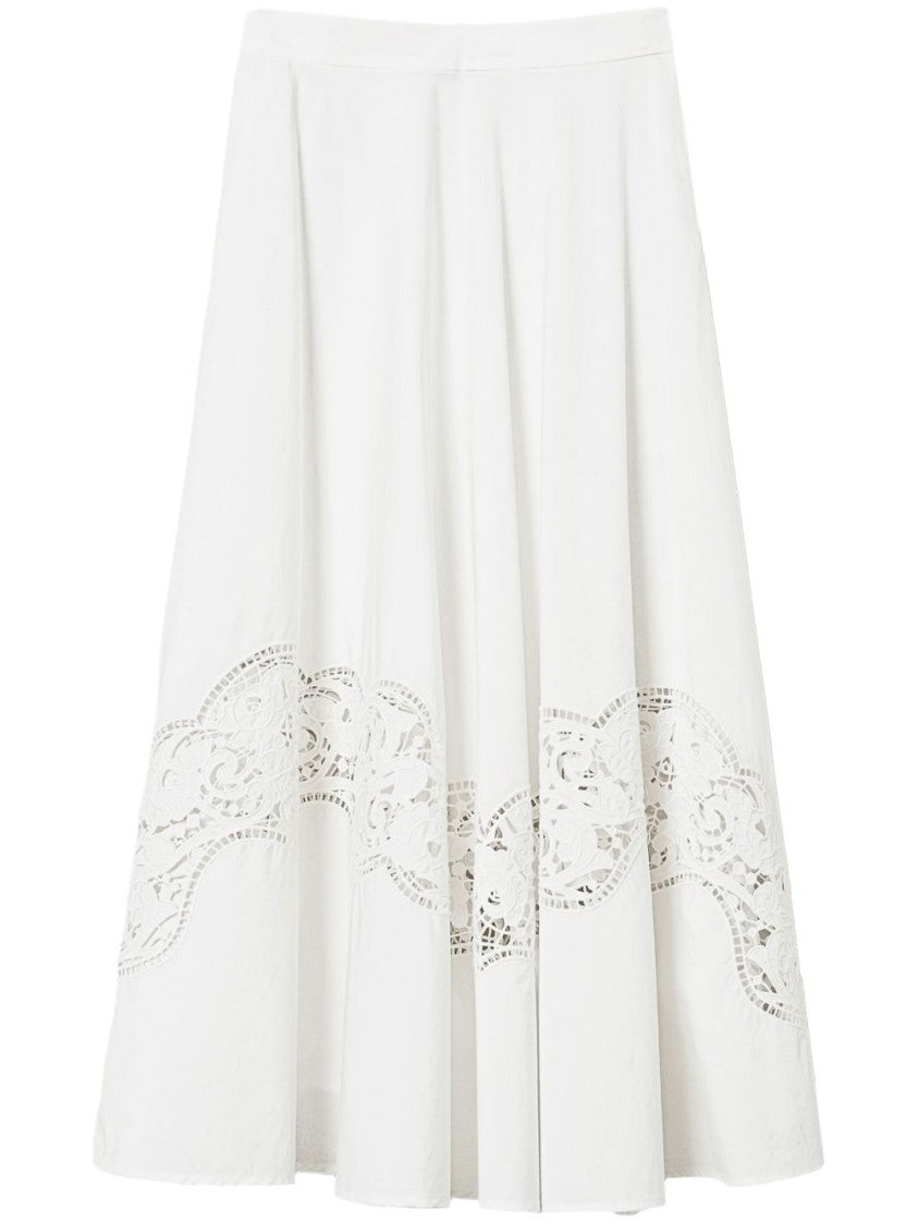 Twin-Set Maxi Skirt With Delicate Lace Trim