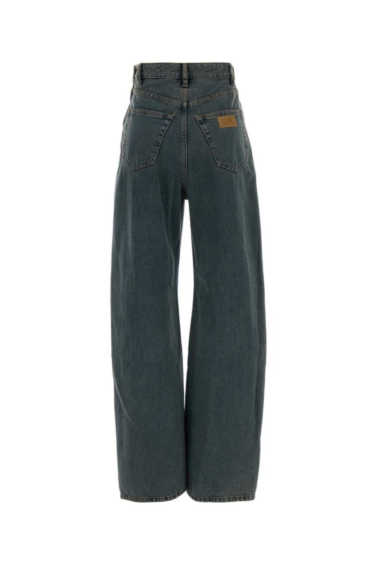 Mm6 By Maison Margiela Cropped Wide-Leg Denim Jeans