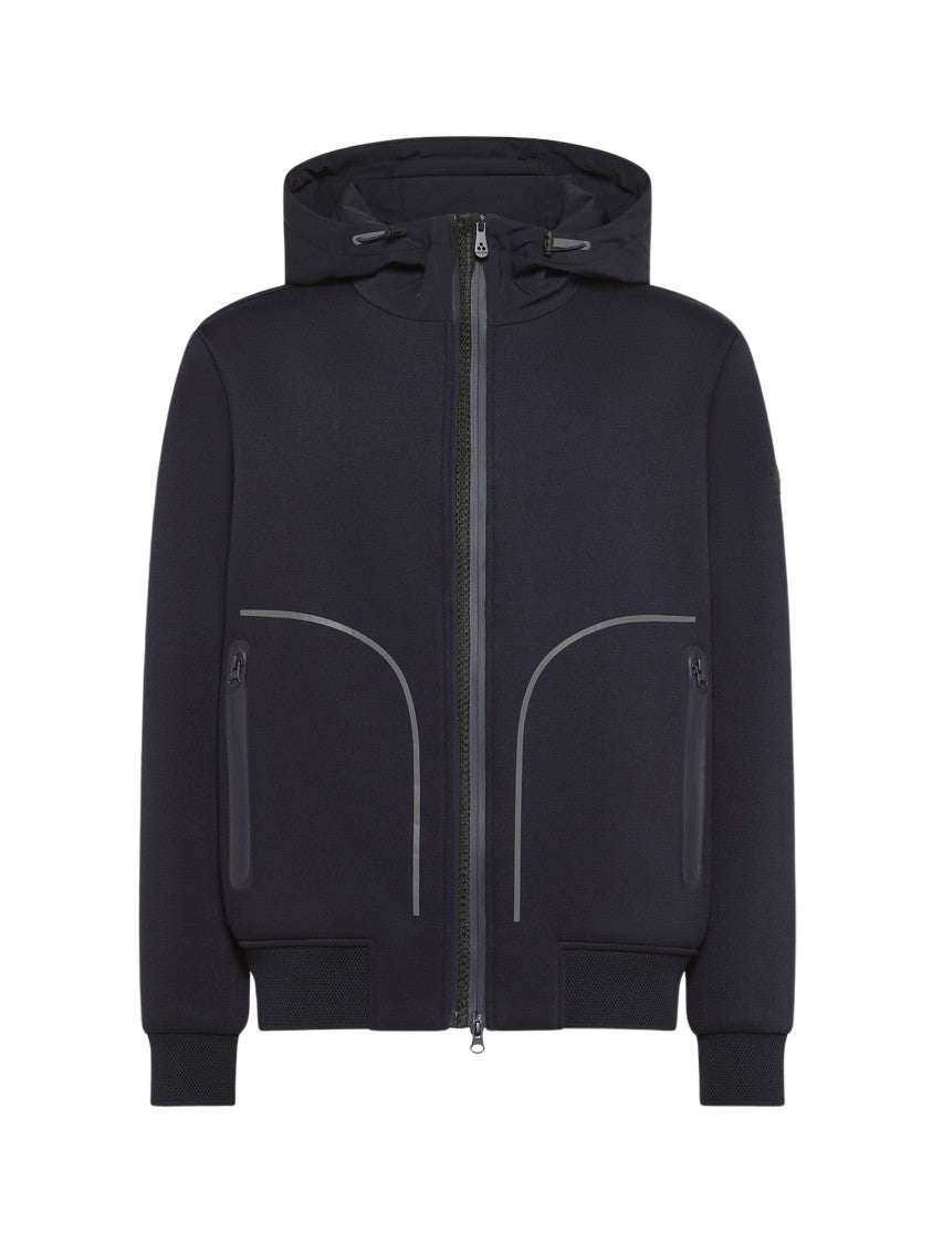 Peuterey Hooded Blue Jacket With Zip Fastening And Ribbed Details