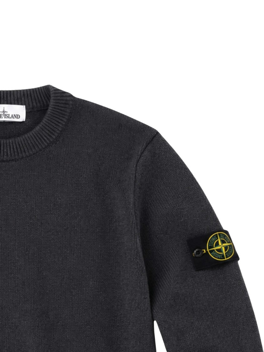 Stone Island Ribbed Crew Neck Sweater With Iconic Patch Detail