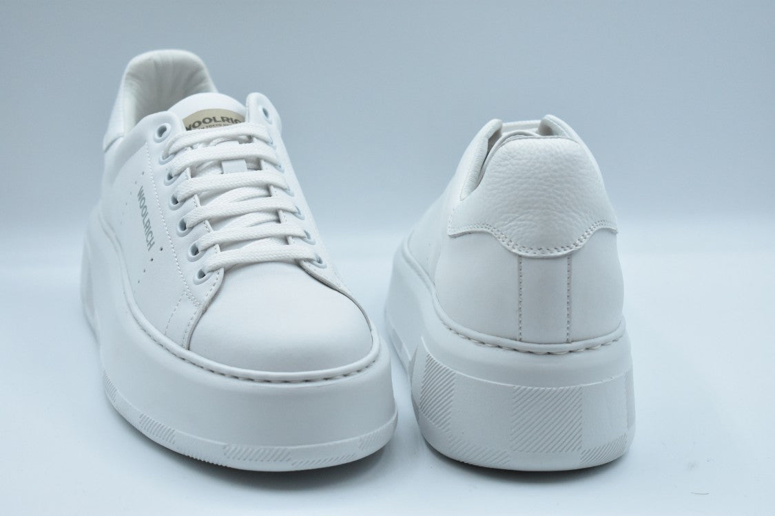 Woolrich White Lace-Up Sneakers With Platform Sole