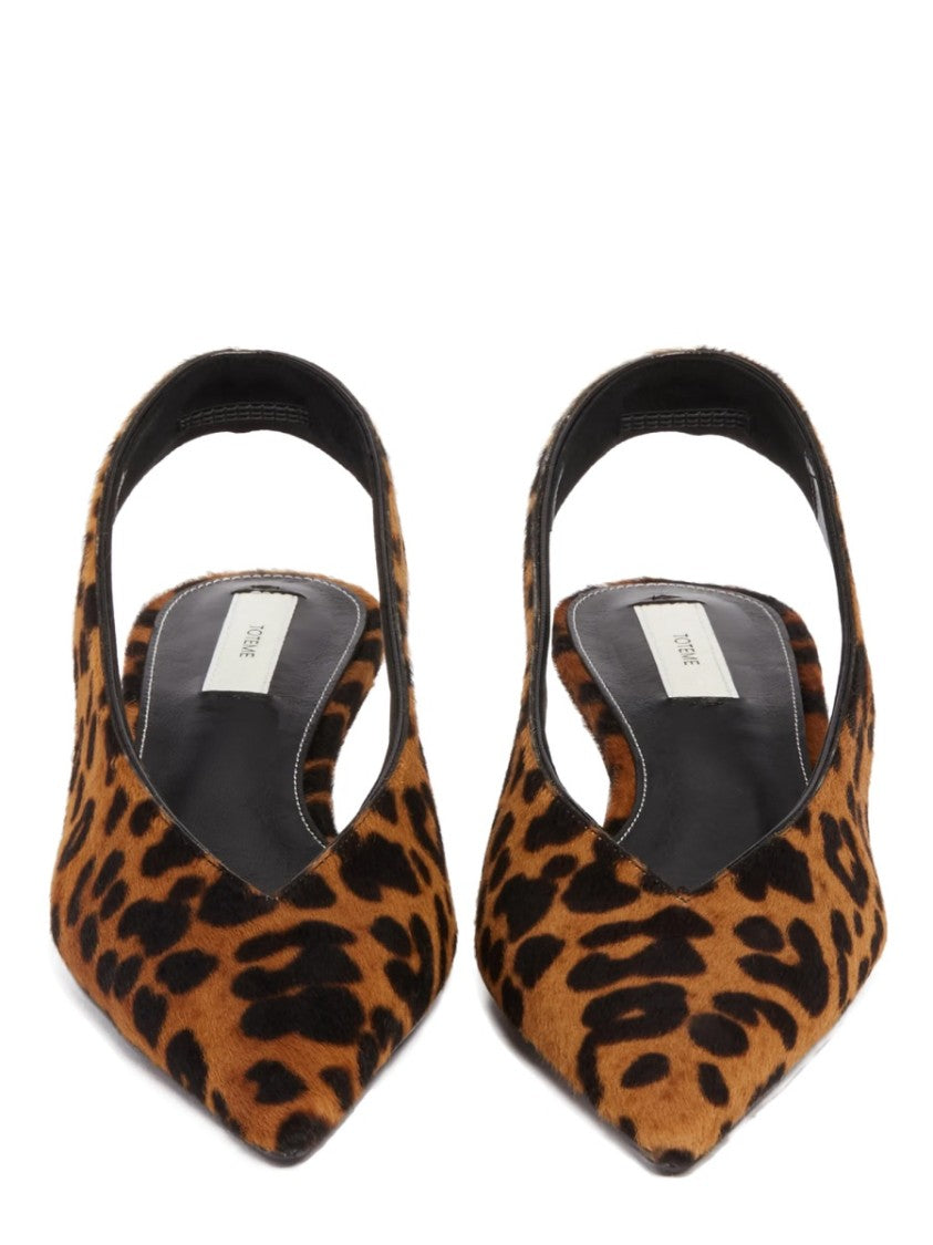Totême Leopard Print Wedge Calf Leather Pumps