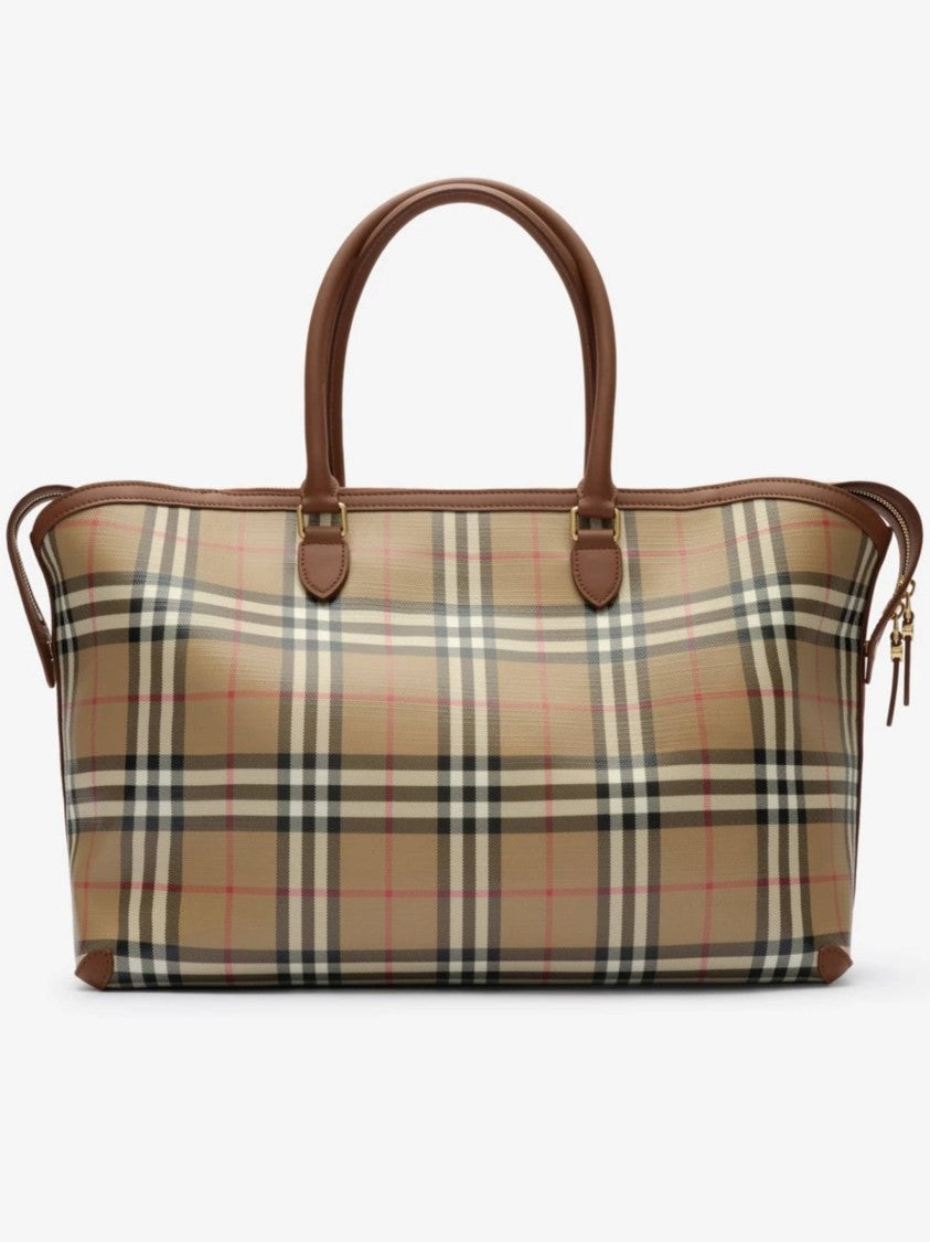 Burberry Media Check Rectangular Tote Bag