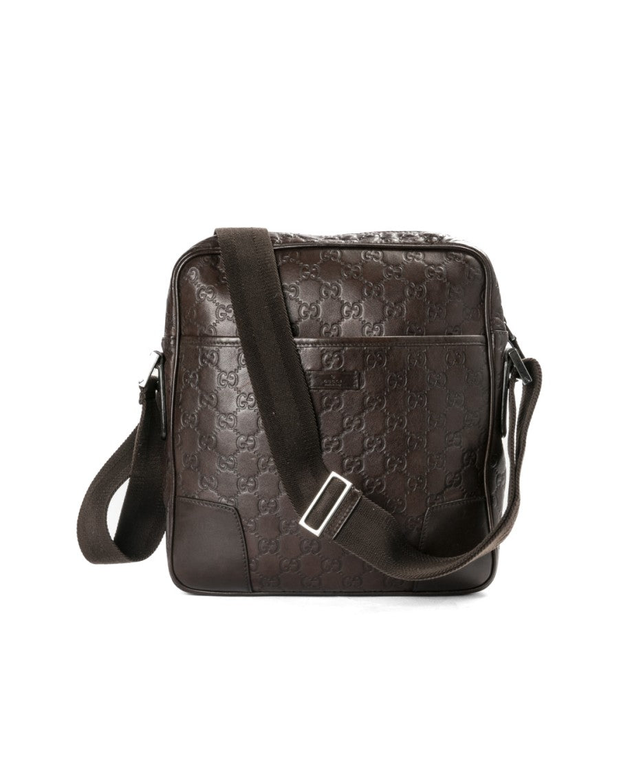 Gucci Men's Gg Ssima Shoulder Bag Brown