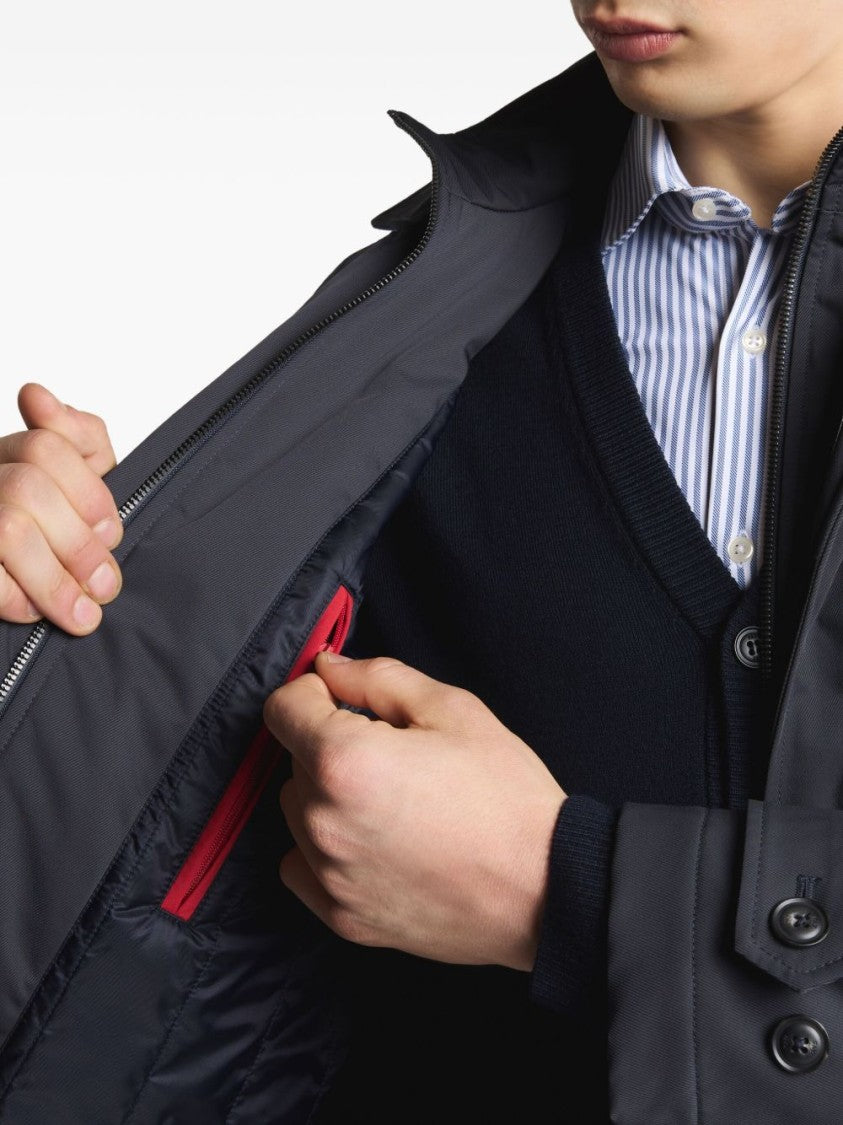 Fay Tailored Black Coat With Notched Collar