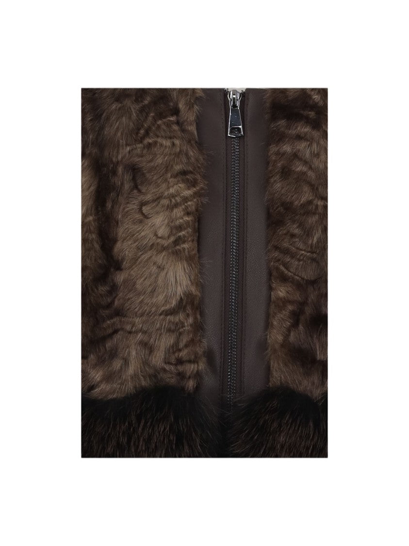 Uncommon Brown Short Sleeve Two-Tone Faux Fur Vest